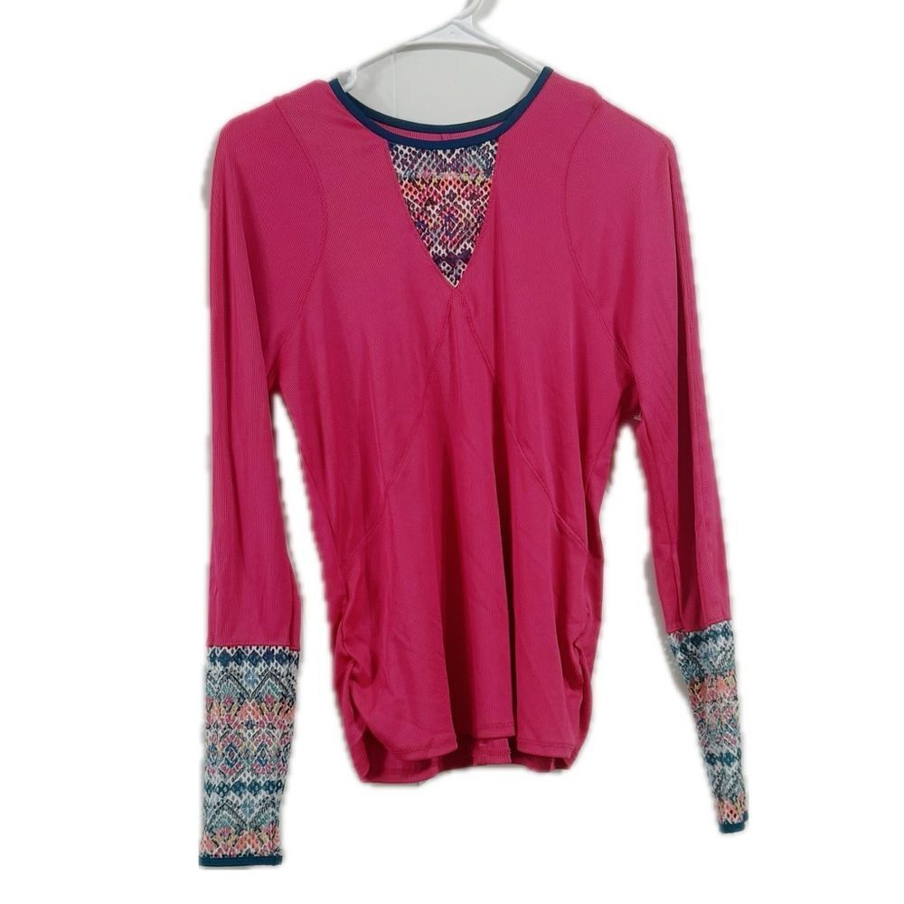 Lucky in Love Pink Long Sleeve Blouse with Patterned Details